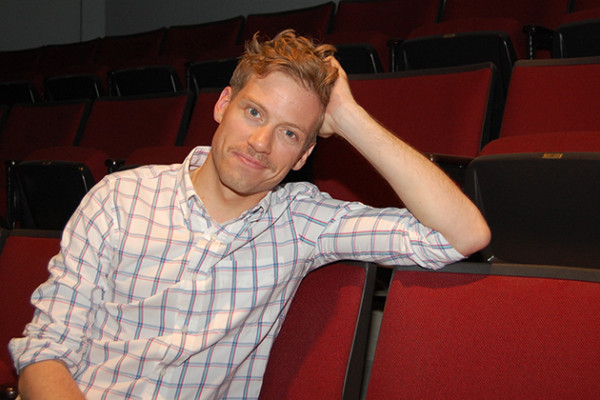 Barrett Foa, who plays Eric Beale in the hit TV series NCIS: Los Angeles, during a break from rehearsals of ‘The Music Man’ on campus. (Ken Best/UConn Photo)