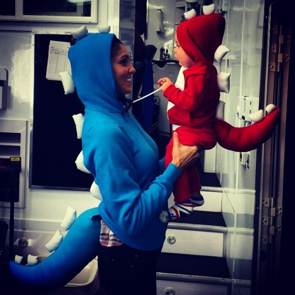 Mommy and baby dino at 6am #HALLOWEEN starts early today... Daddy will be wearing his too! #homemadecostumes #Rivermonsterlove #riverisaac #NCISLA #grrrrrraaaaaahhhh via @DanielaRuah