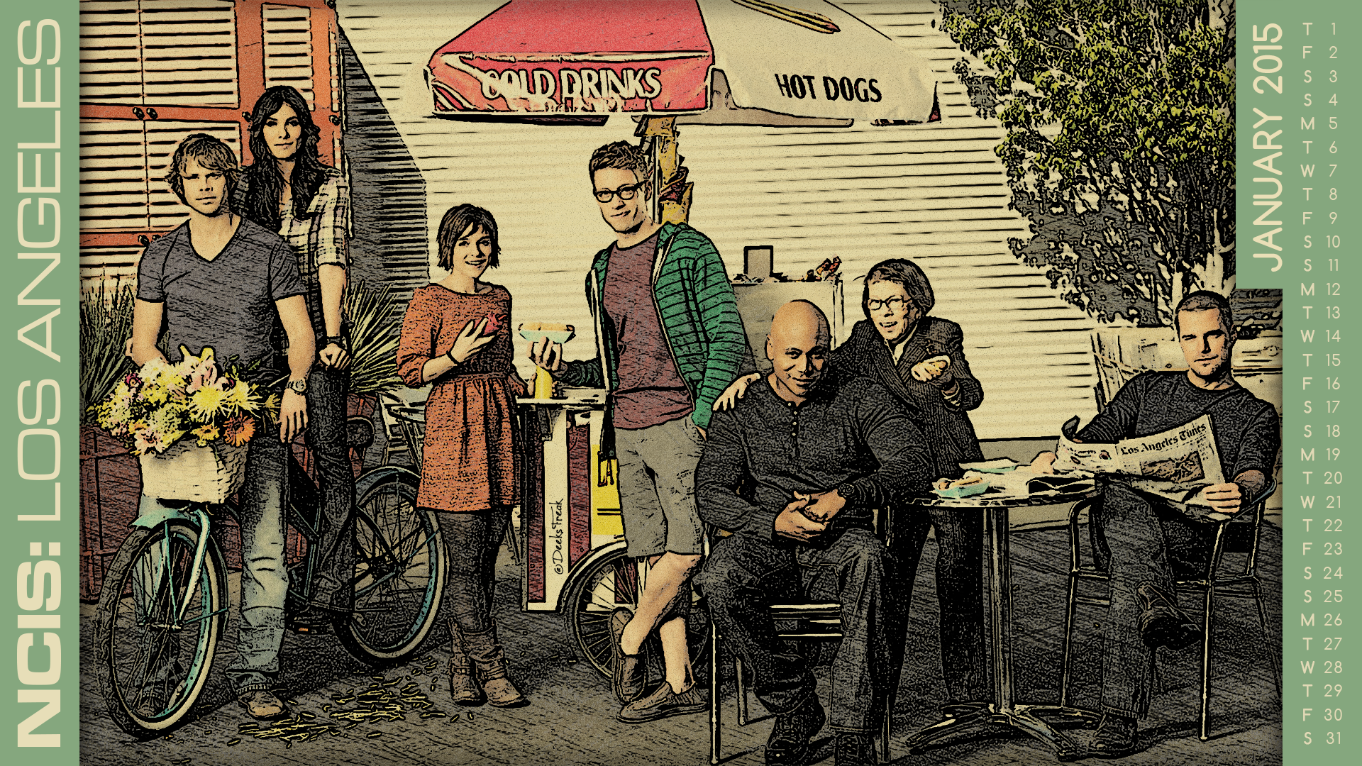 NCIS Los Angeles Themed Desktop Calendar For January 2015 NCISLA